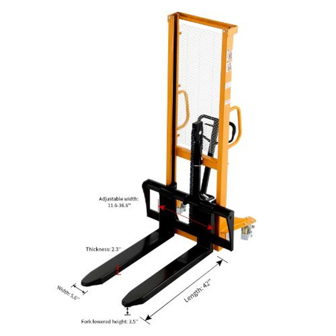 Apollolift Manual Straddle Stacker 2200lbs Cap. 63" Lift, A3003 - Image 4