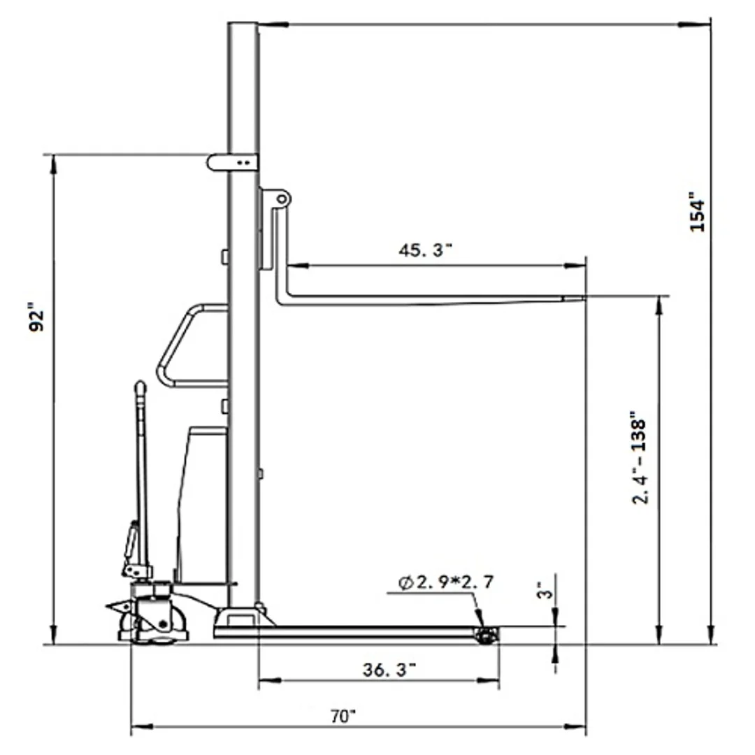 EKKO Semi-Electric Straddle Stacker 3300lbs. Cap., 138" Lift |  EA15D - Image 3