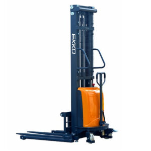 EKKO EA15D Semi-Electric Straddle Stacker 3300lbs. Cap., 138" Lift