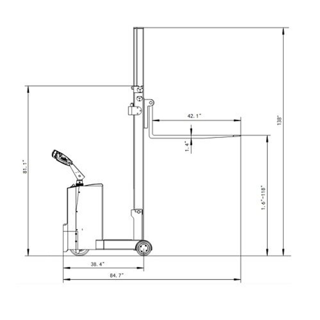 EKKO EK07S Counterbalance Walkie Stacker, 1550 lb Cap., 118" Lift, EK07S - Image 4