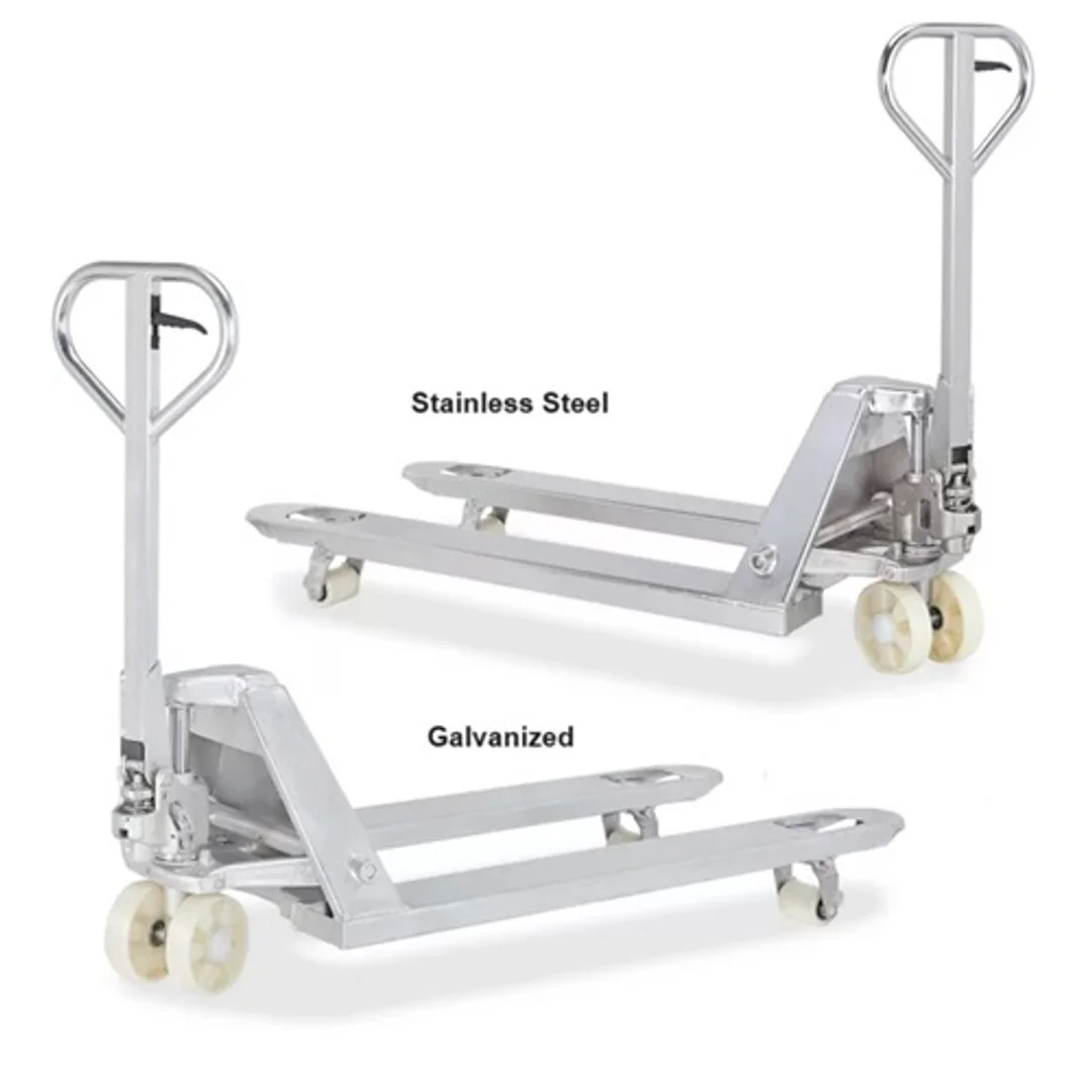 Majorlift Stainless Steel Pallet Jack Trucks, 5500 lbs Cap. 48" x 27", MPT55S